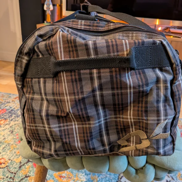 Retro Dakine 51L EQ Bag. Brown Plaid Duffle Bag - Picture 2 of 6
